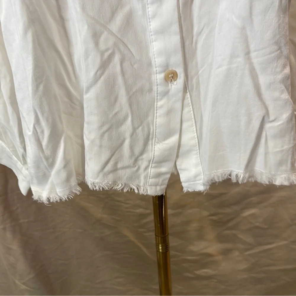 White Boxy Oversized Button Down Shirt - Picture 6 of 6